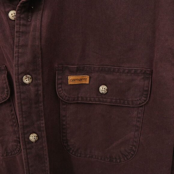 Carhartt Vintage 99 Heavy Twill S09 Burgundy Buttondown Work Shirt L Reg - Picture 3 of 6